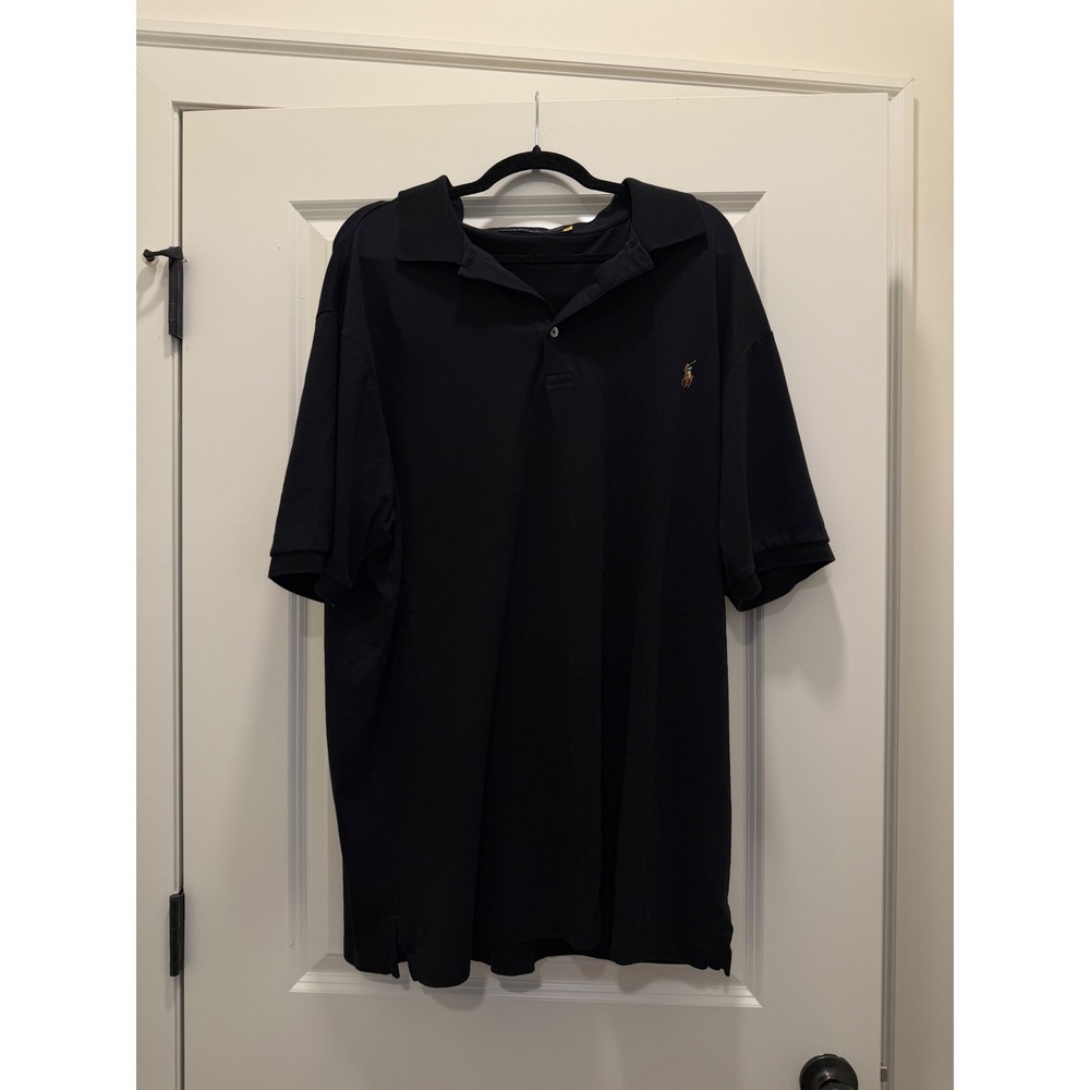 Polo Ralph Lauren Mens Black Short Sleeve Polo Shirt XLT Extra Large Tall